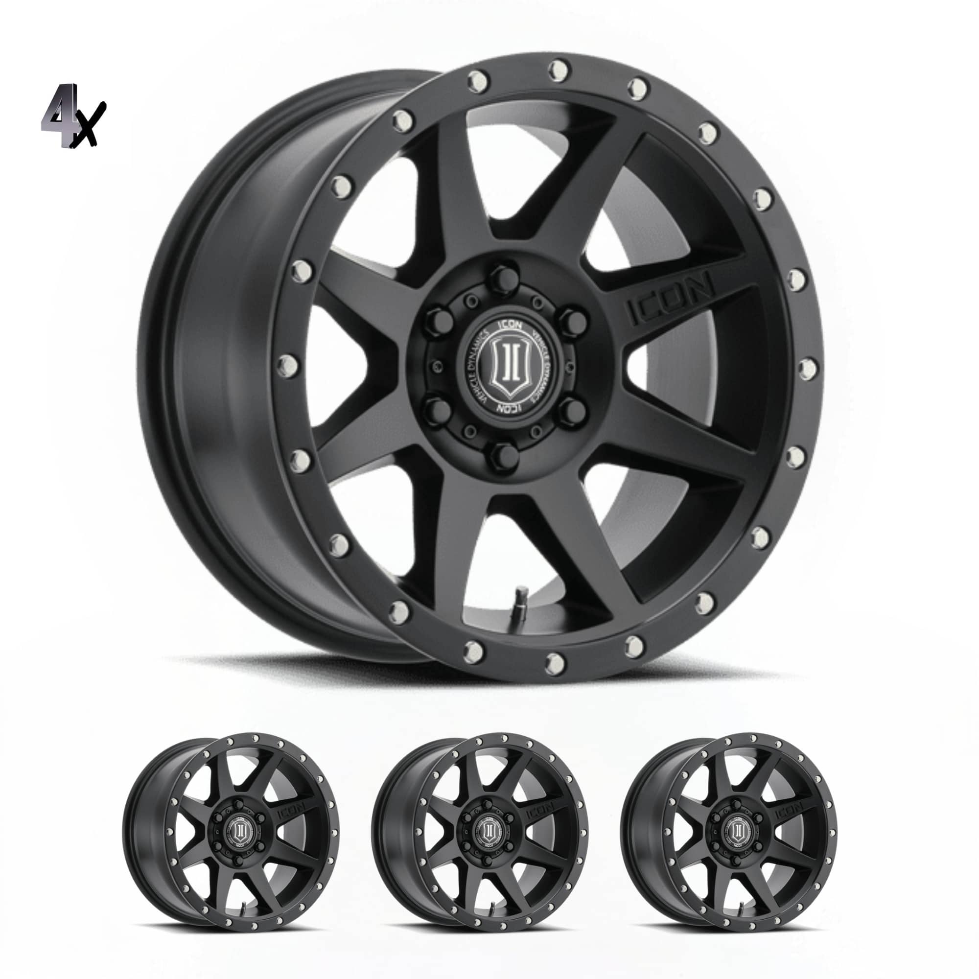 (17×8.50) 4x REBOUND SATIN BLACK 6×5.5″ (0 OFFSET)