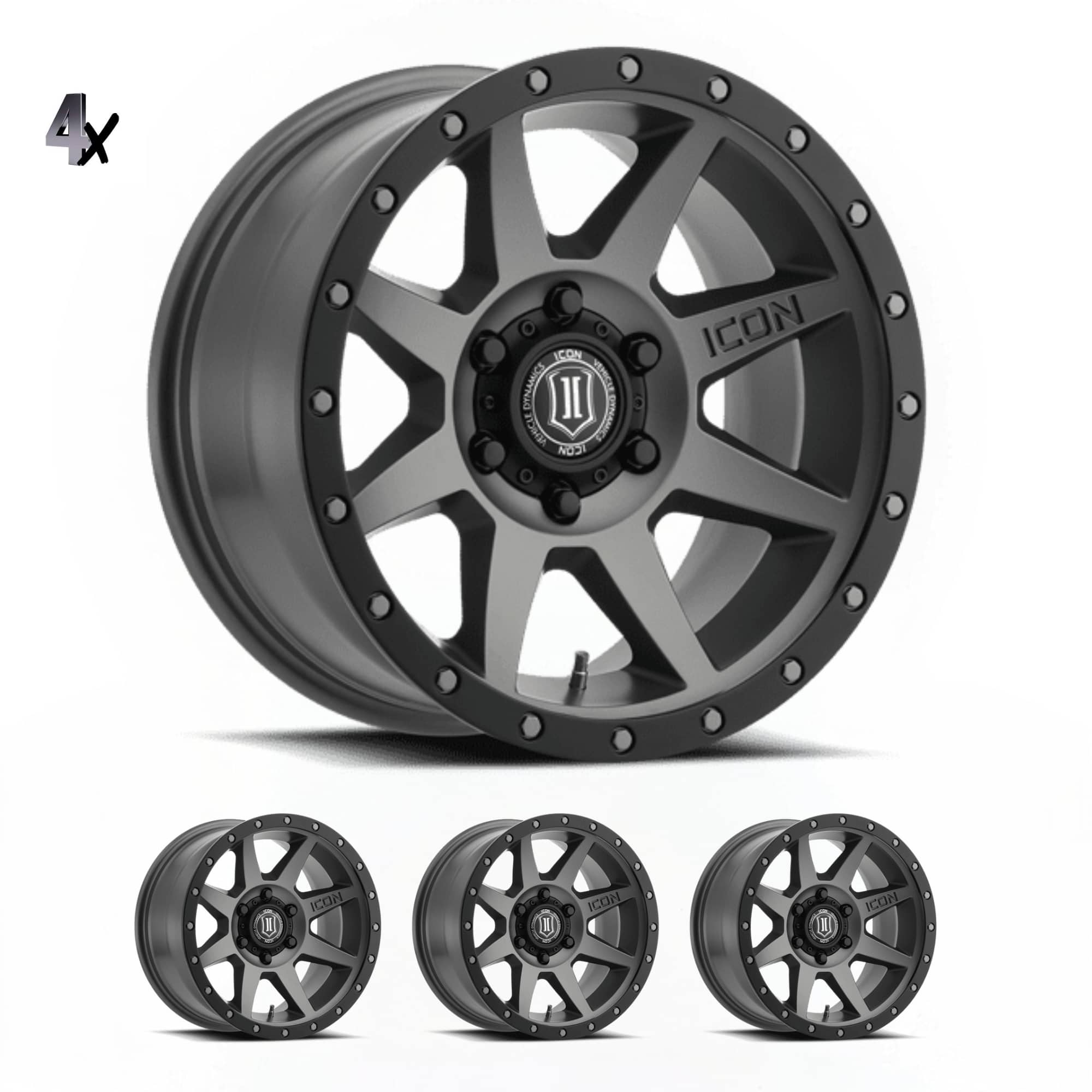 (17×8.50) 4x REBOUND TITANIUM 6×5.5″ (0 OFFSET)