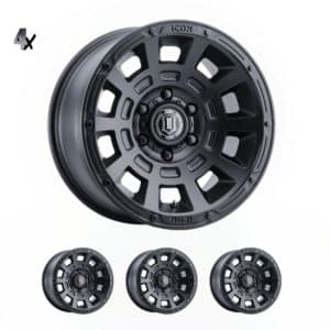 LC100/LC200/LX470/LX570 (17×8.50) 4 THRUST SATIN BLACK SIX SPEED 5×150 +25 Offset