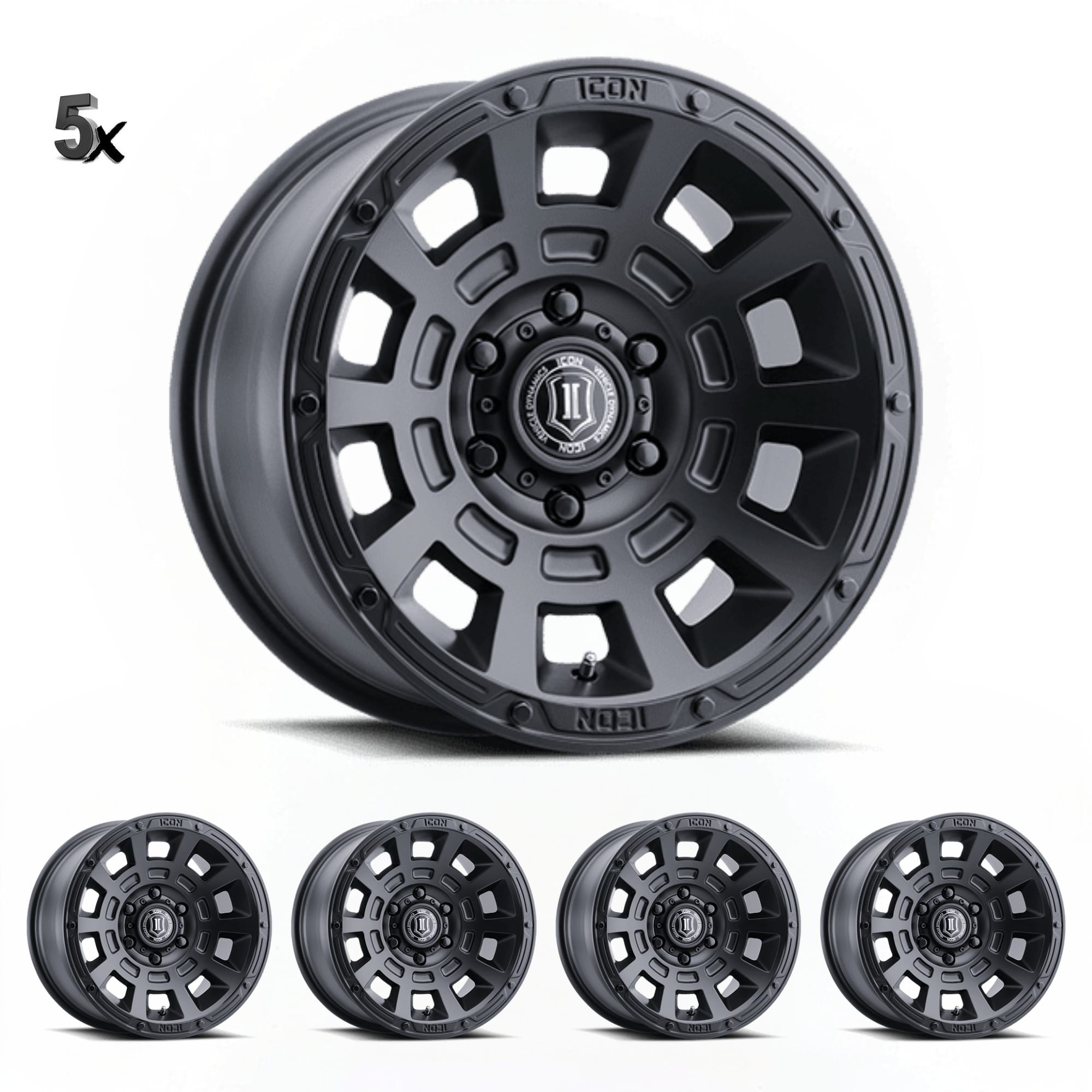 JK/JL/JT (17×8.50) 5 x THRUST SATIN BLACK 5×5 -6 OFFSET