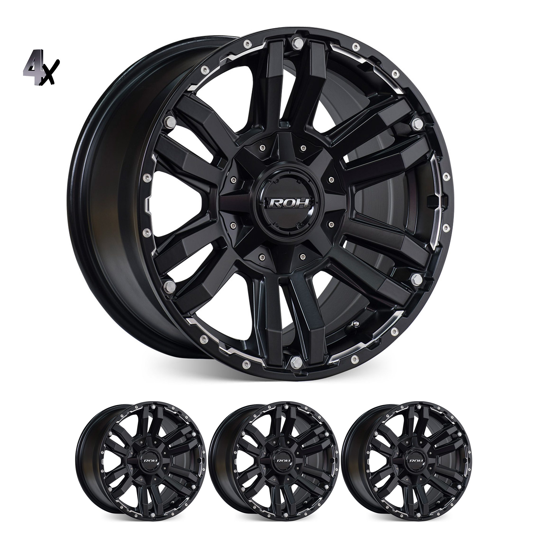 LC300 (18X9) 4x MATT BLACK VAPOUR WHEELS (6/139) +30 OFFSET