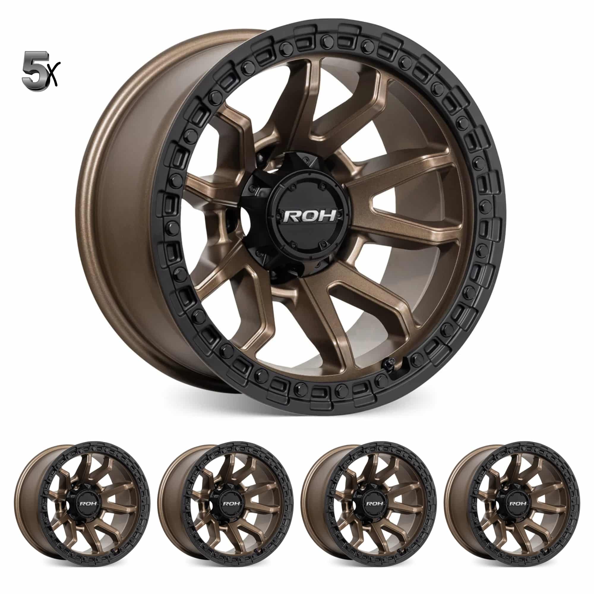 LC71/LC76/LC78/LC79 (17X9) RAID 5 MATT BRONZE 5x ALLOY WHEELS (5/150) -12 / -59