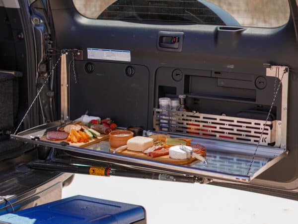 Prado150/GX460 Rear Door Drop Down Table and Cage [Natural Stainless]