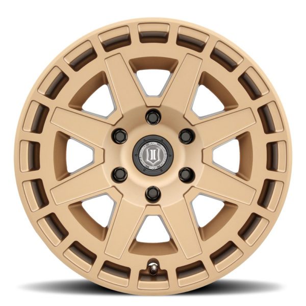 (17×8.50) 4x COMPASS SATIN BRASS 6×5.5″ (0 OFFSET)